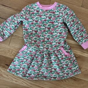 Mini Boden Pink and Green Floral Kids Casual Dress